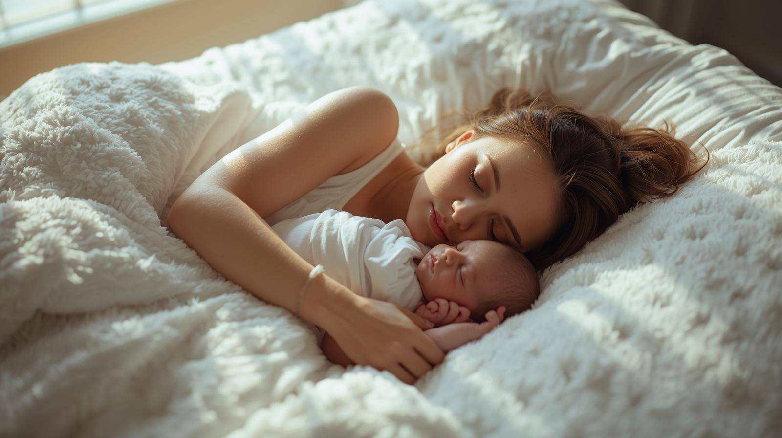 הדברת פשפש המיטה - 52 מעלות אישה ישנה בנחת עם תינוק בלי פשפשים אחרי טיפול - 52 מעלות