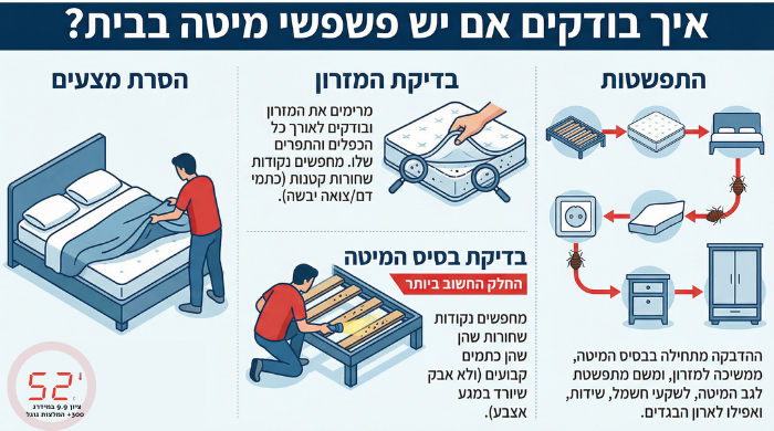 איך בודקים אם יש פשפשים במזרון - פשפשים במזרן - 52 מעלות